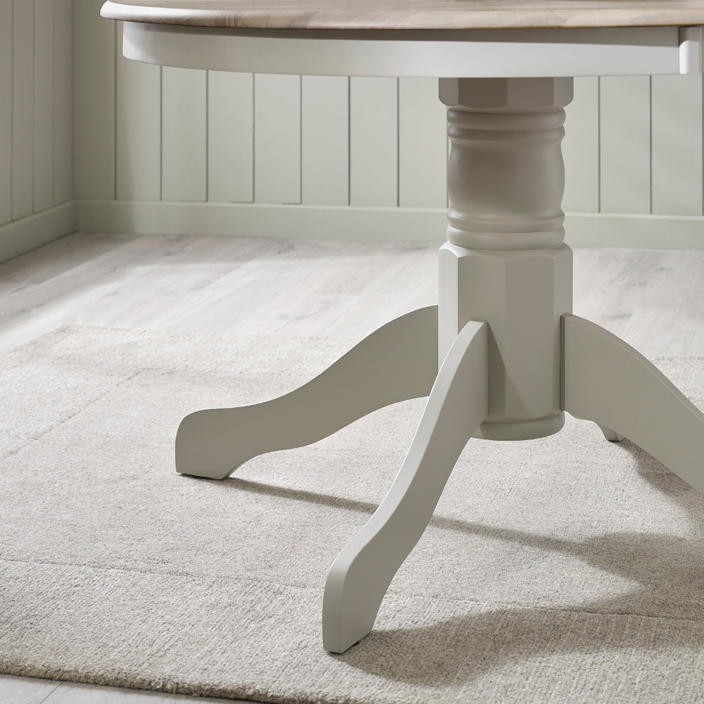 Furniturebox Bodmin 4 Seater Round Wooden Dining Table Whitewashed and Light Grey Image 4