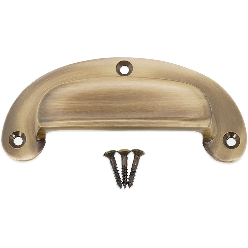 Spira Brass Traditional Antique Brass Cup Pull Drawer Handle Image 4