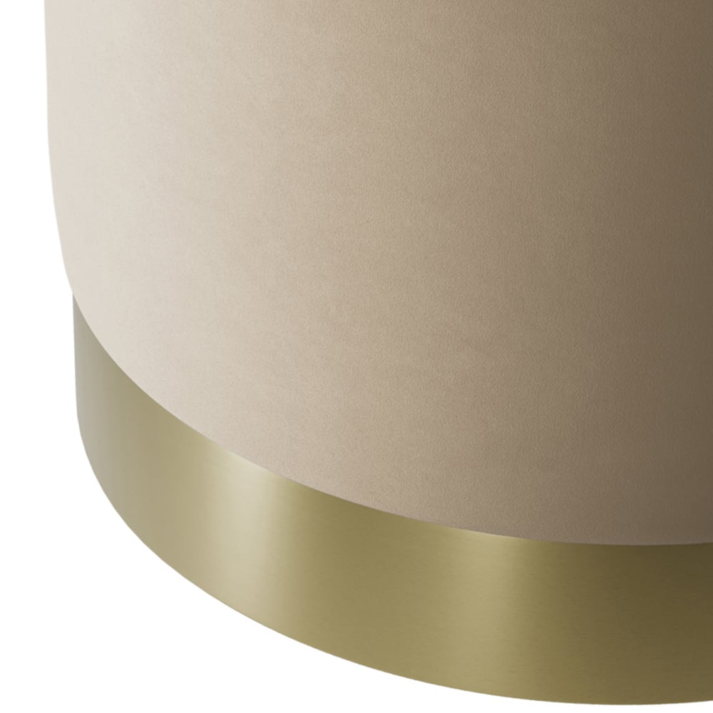 Lara Beige Velvet and Brushed Gold Small Pouffe Image 3