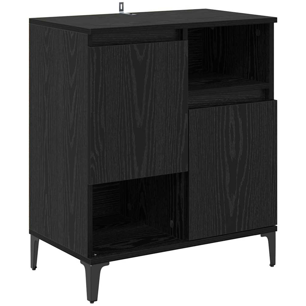 vidaXL 2 Door 2 Shelf Black Compact Sideboard Set of 2 Image 7