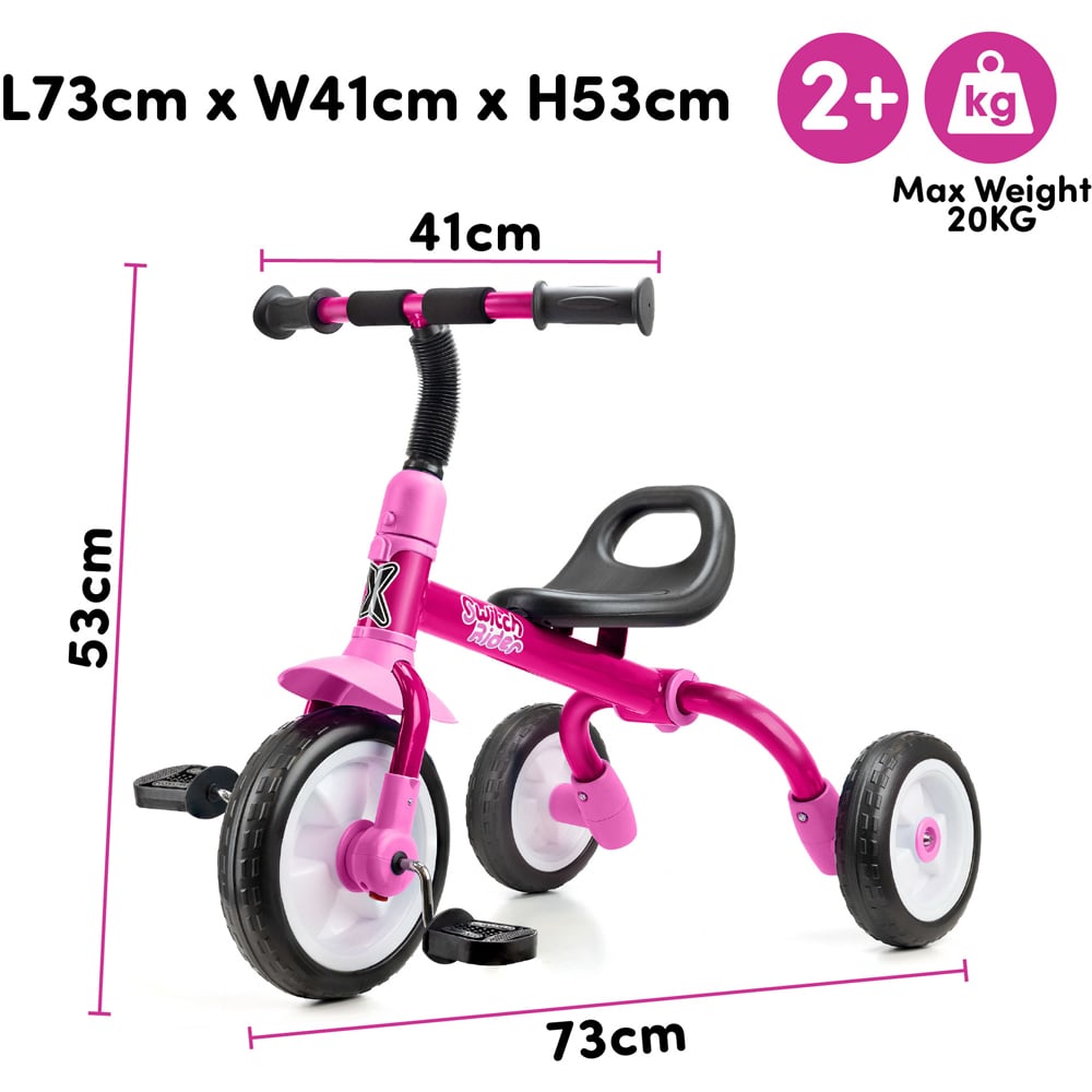 Xootz Toddler Pink 5 in 1 Switch Rider Folding Balance Trike Image 8