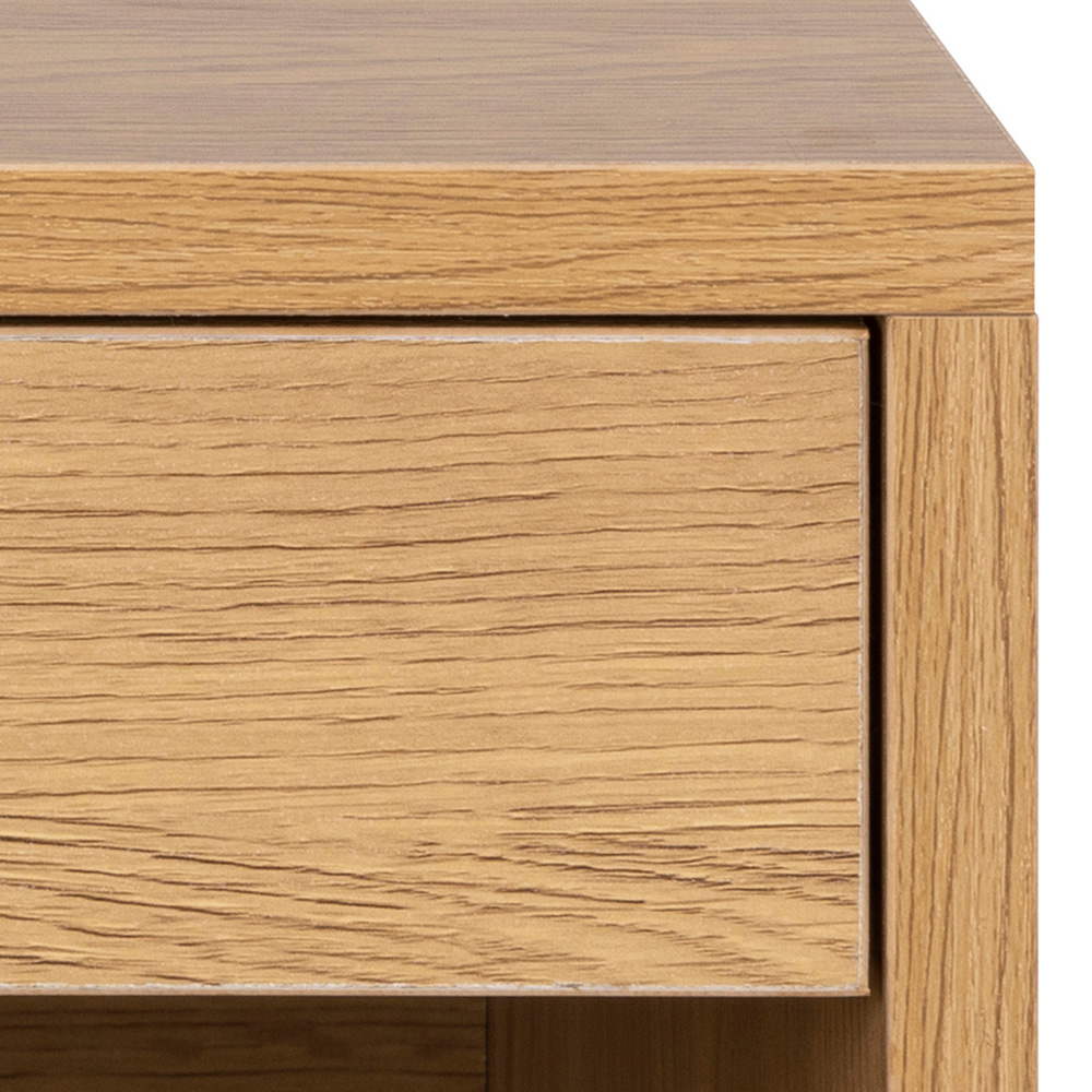 Florence Cholet Single Drawer Single Shelf Oak Square Bedside Table Image 6