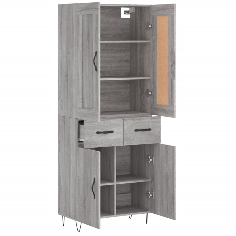 vidaXL 4 Door 2 Drawer Grey Sonoma Highboard Image 4