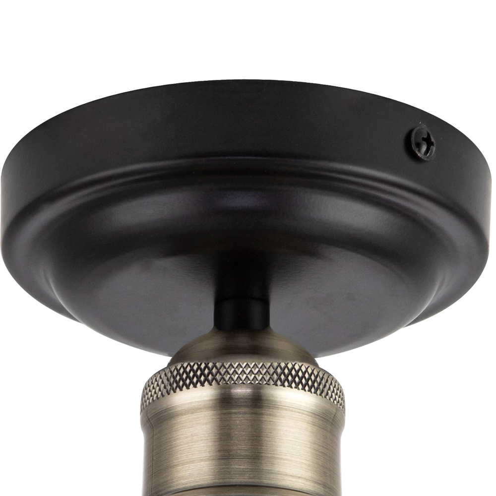 Cosylyte Bowley Matt Black Ribbed Glass Flush Ceiling Light Image 5