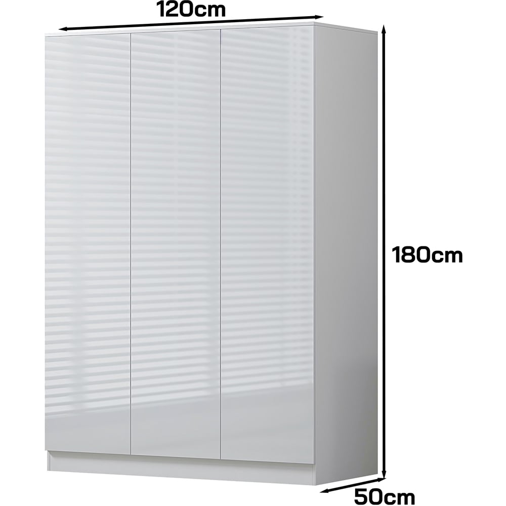 FWStyle Stora 3 Door White Gloss Wardrobe Image 5