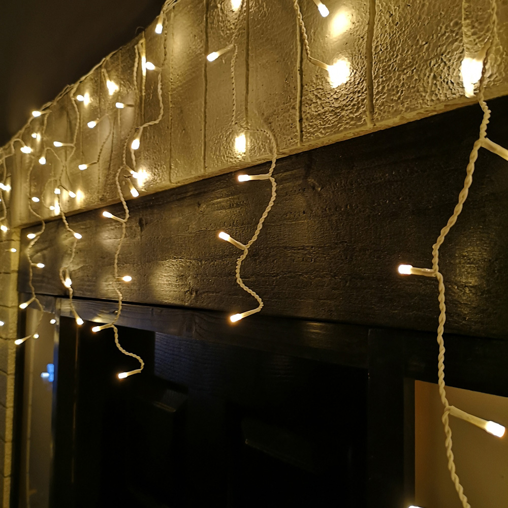Samuel Alexander 1000 Warm White LED White Cable Frosted Icicle Light 25m Image 1