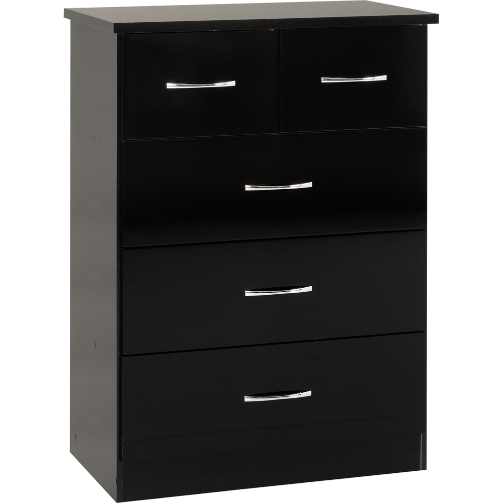 Seconique Nevada 5 Drawer Black Gloss Chest of Drawers Image 2