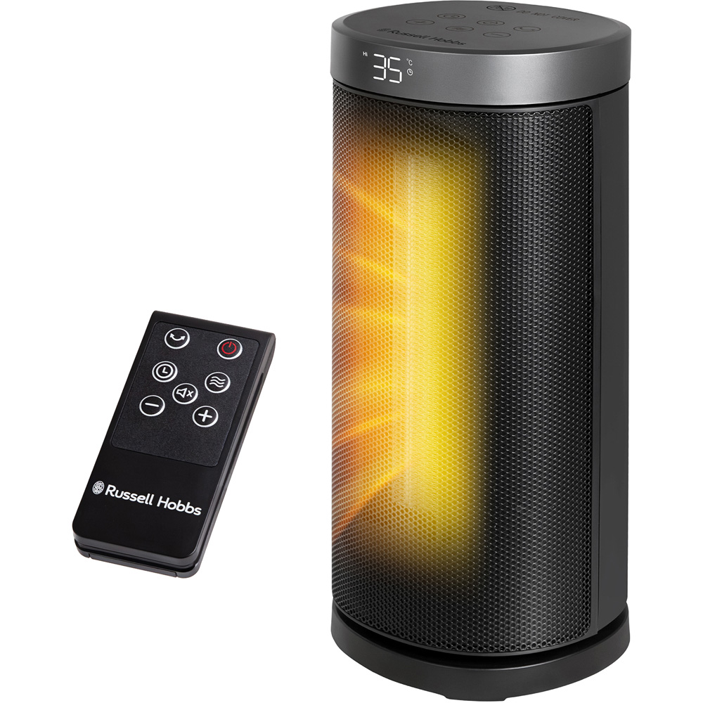 Russell Hobbs RHCTH2001S Black and Silver Oscillating Ceramic Heater with Digital Display 2000W Image 1