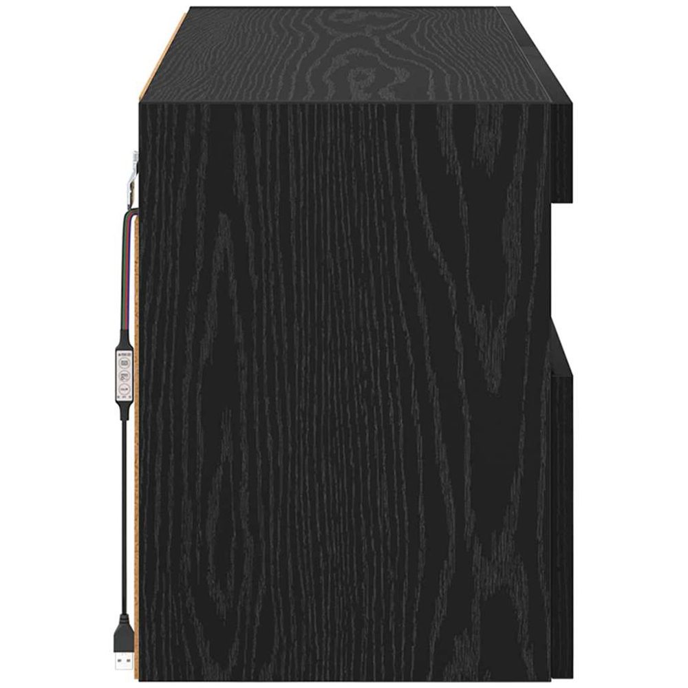 vidaXL 2 Door 2 Shelf Black Oak TV Cabinet with LED Lights Image 8