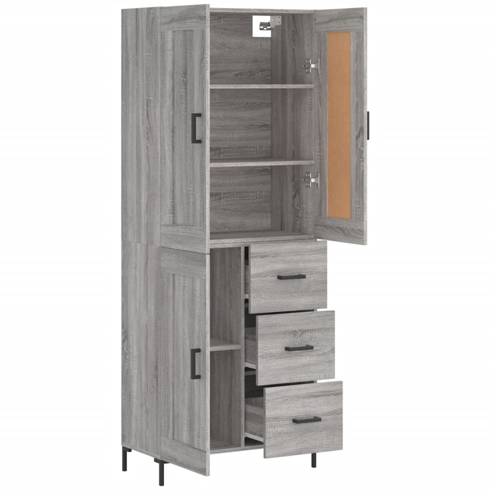vidaXL 3 Door 3 Drawer Grey Sonoma Highboard Image 4