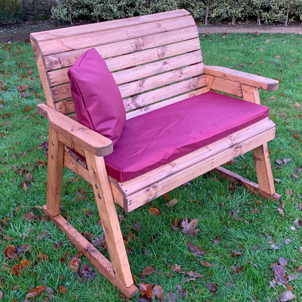 Charles Taylor 2 Seater Rocker Bench with Red Cushions Image 1