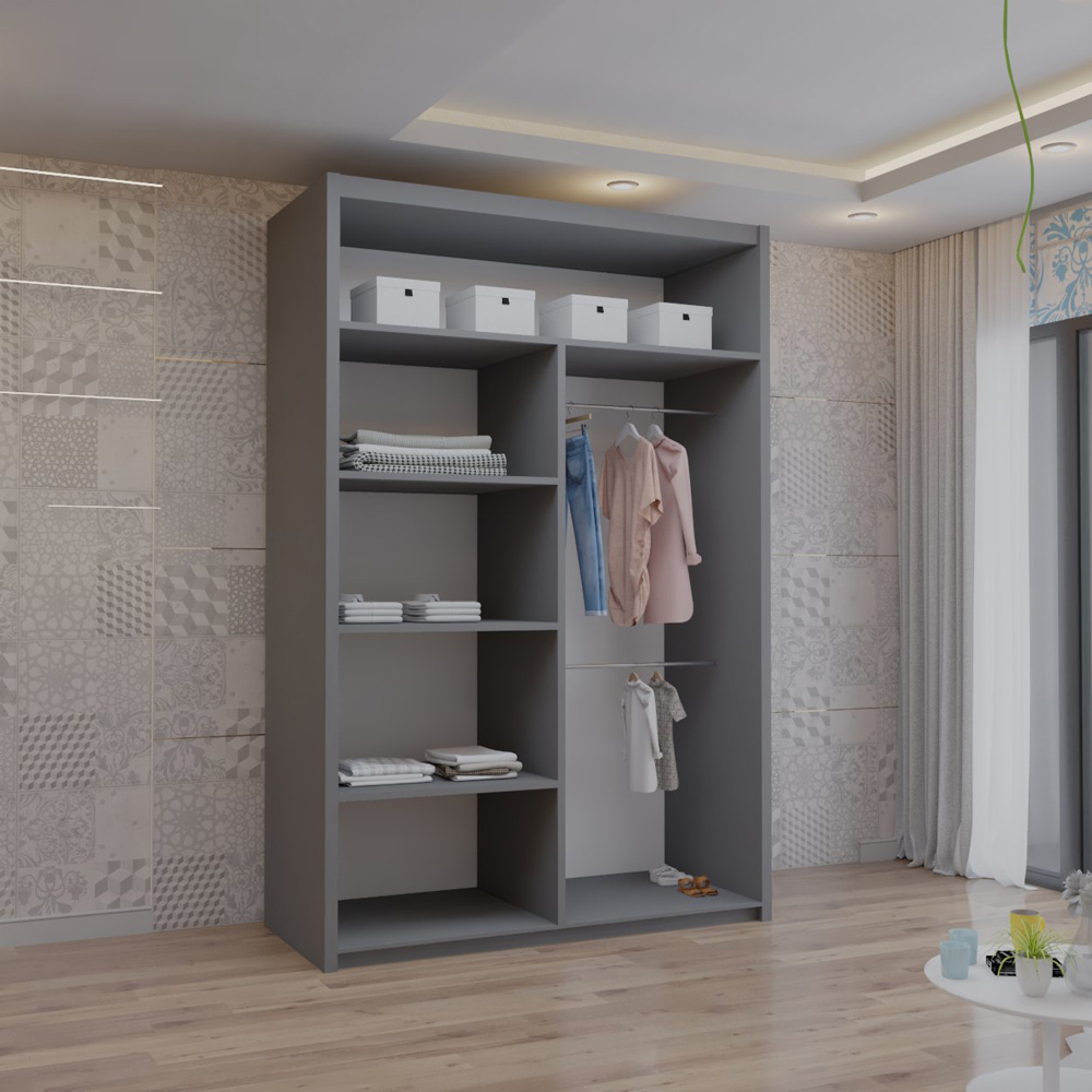 M N Furniture Venece 2 Door Grey Mirrored Sliding Wardrobe 120cm Image 3