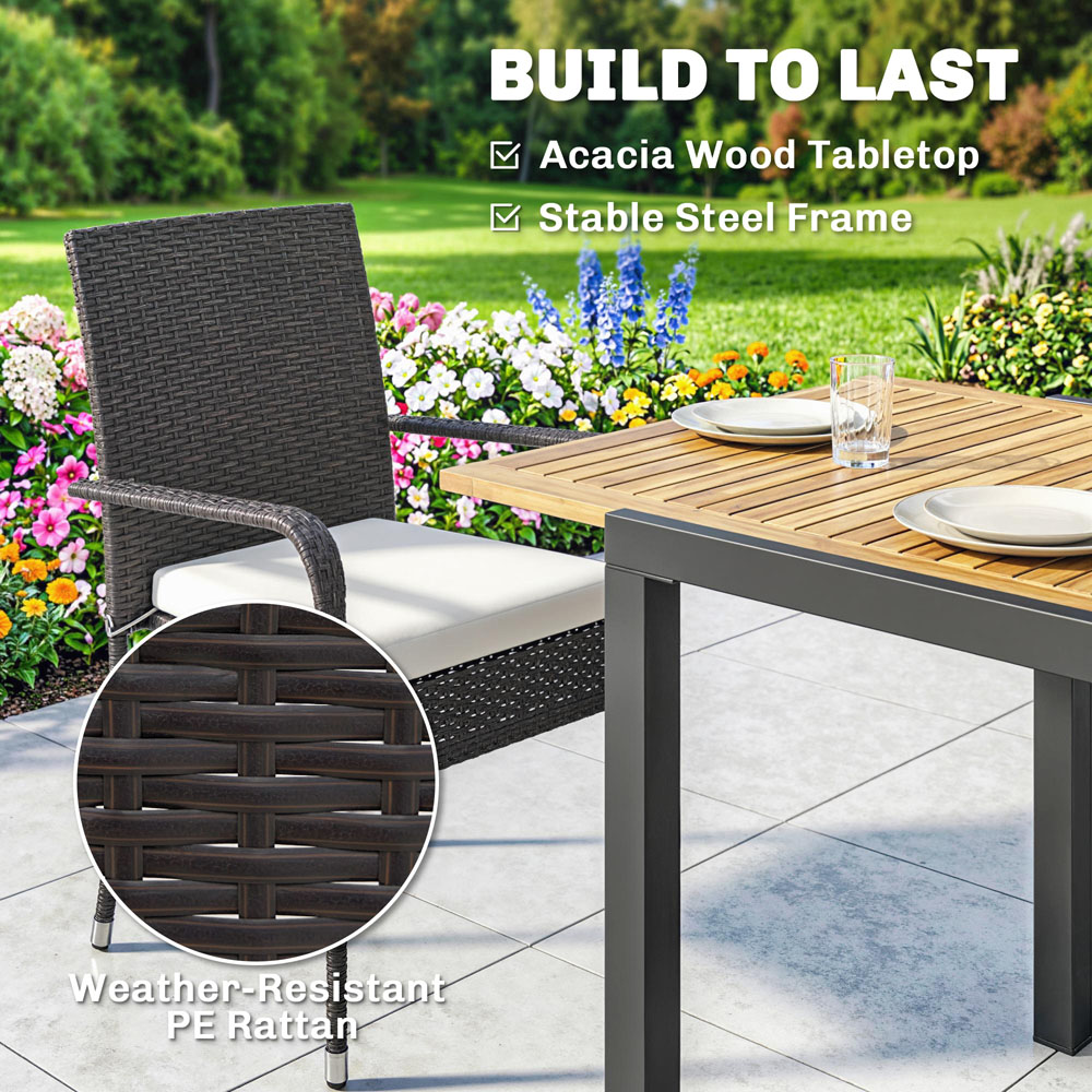 Outsunny 6 Seater Rattan Garden Furniture Set Cream Image 6