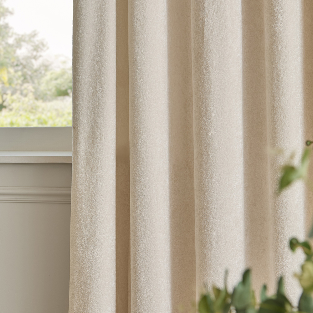 Paoletti Ivory Lustre Velvet Fully Lined Eyelet Curtains 168 x 229cm Image 4