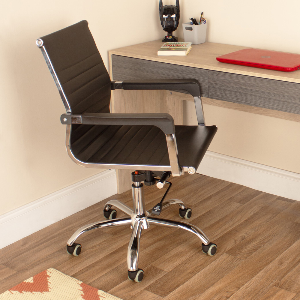 Loft Black and Chrome Faux Leather Office Chair Image 1