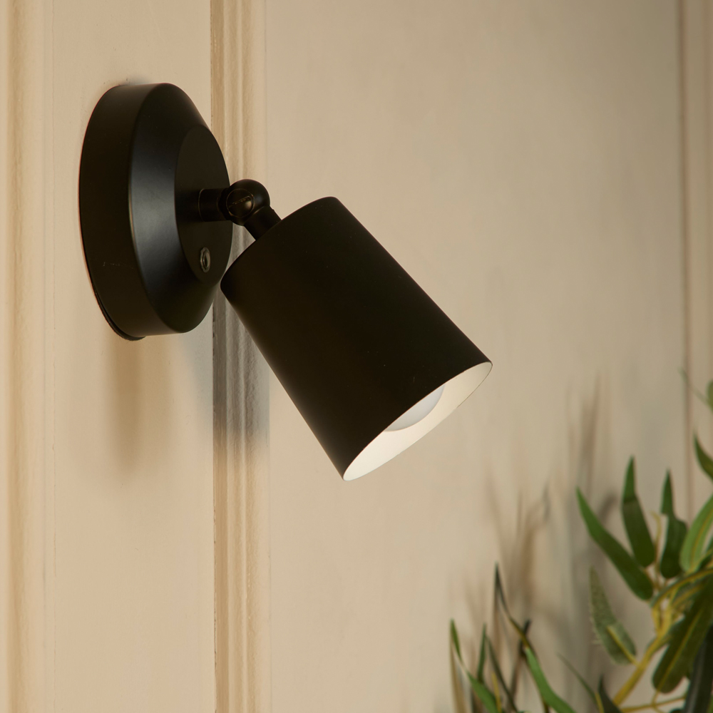 Lighting Collection Black Rechargeable LED Wall Lamp Image 2