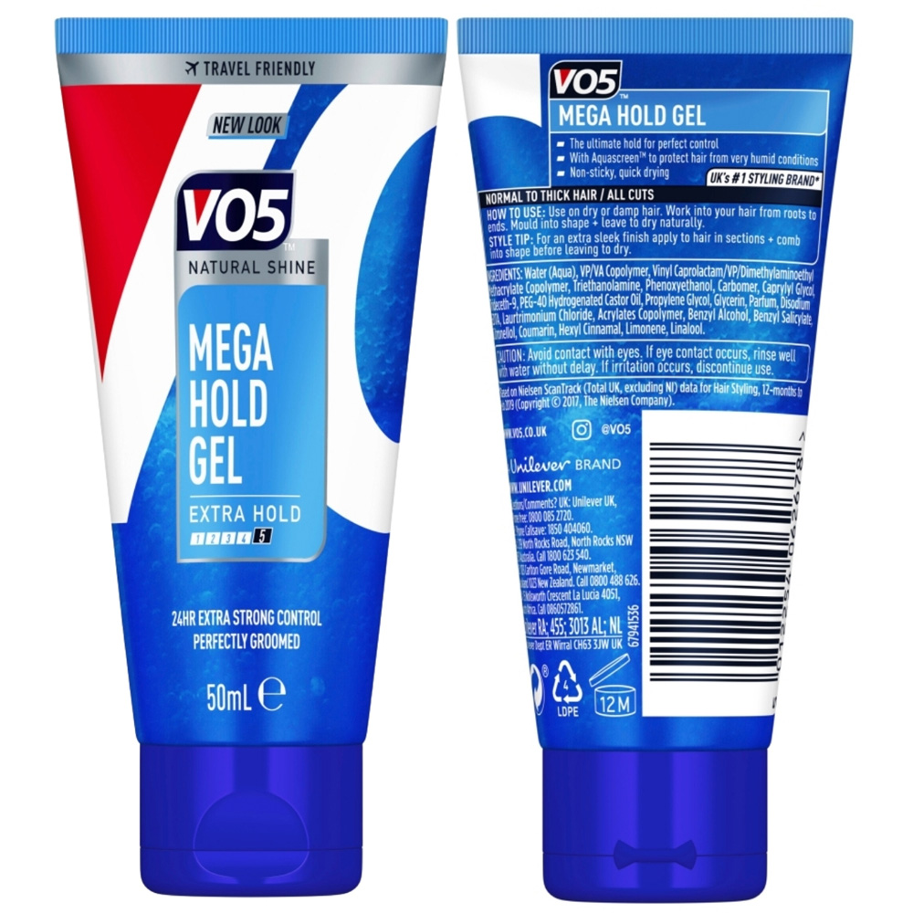 VO5 Natural Shine 72H Slick Styles Long-Lasting Weatherproof Mega Hold Hair Gel 50ml 6 Pack Image 4
