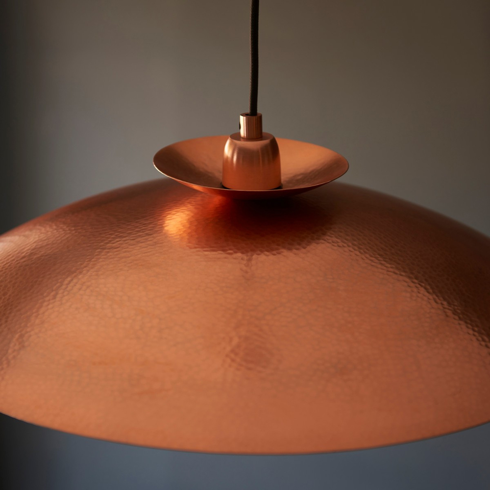 Merano Livorno Hammered Copper Plate Dome Pendant Ceiling Light Image 2
