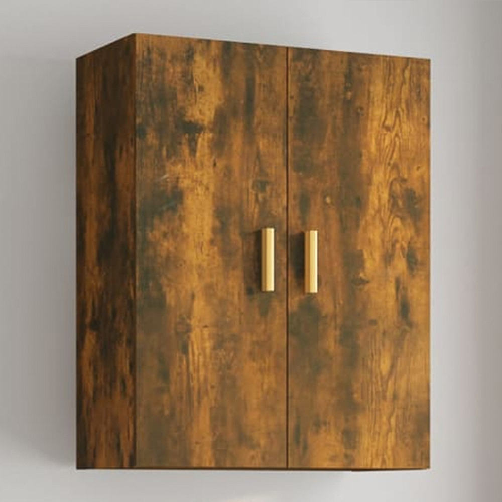 vidaXL 2 Door Smoked Oak Hanging Wall Cabinet Image 1