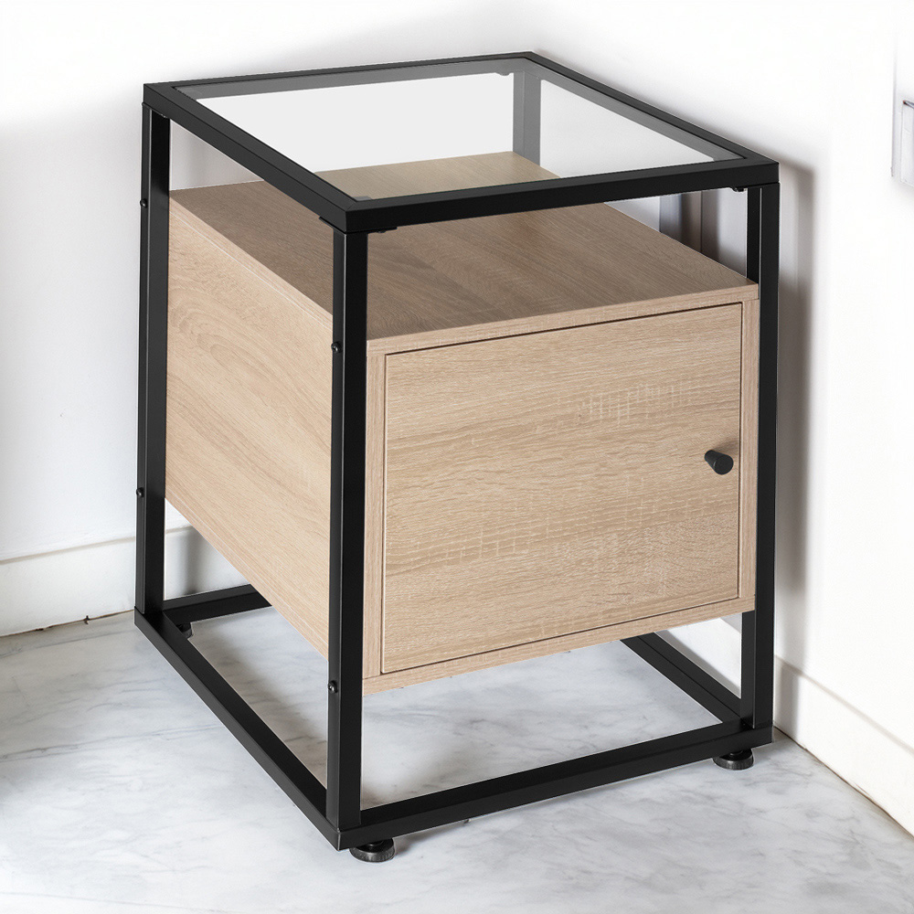 tectake Dudley 3 Shelf Light Wood Oak Sonoma Nightstand Image 1