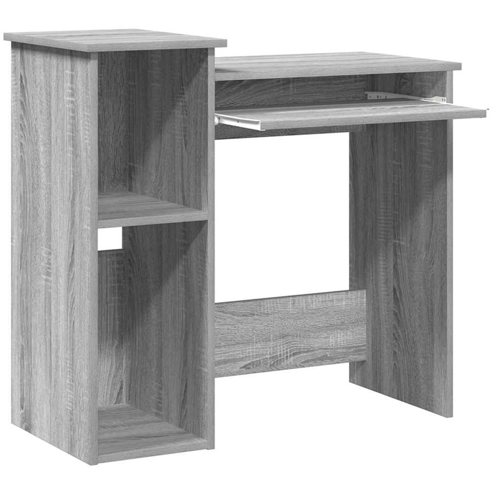 vidaXL 2 Shelf Computer Desk with Keyboard Tray Grey Sonoma Image 3