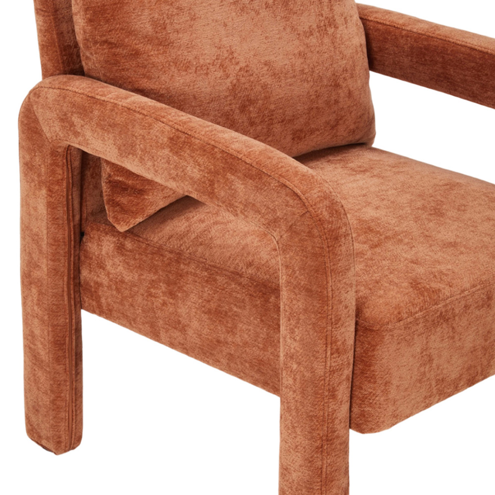 Living and Home Orange Chenille Upholstered Accent Chair with Lumbar Pillow Image 5