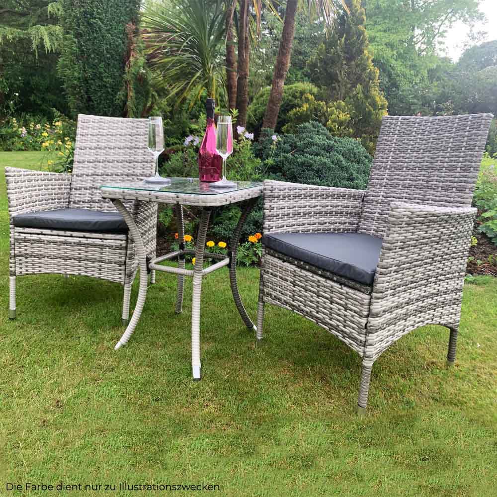 Monster Shop Jardi Rattan Effect 2 Seater Bistro Set Grey Image 1