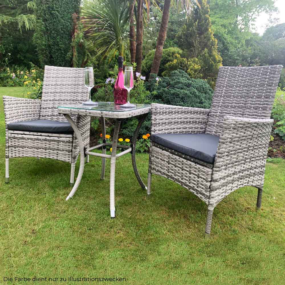 Monster Shop Jardi Rattan Effect 2 Seater Bistro Set Brown Image 1