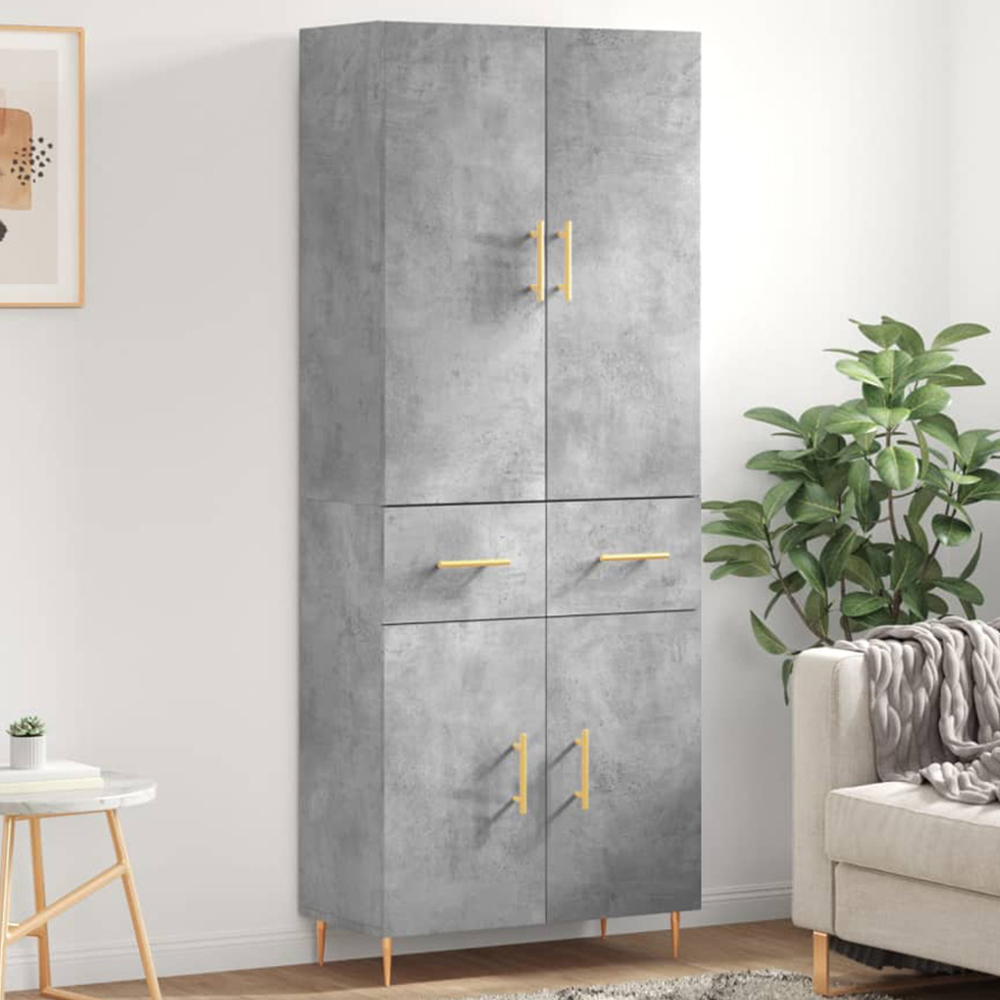 vidaXL 4 Door 2 Drawer Concrete Grey Highboard Image 1