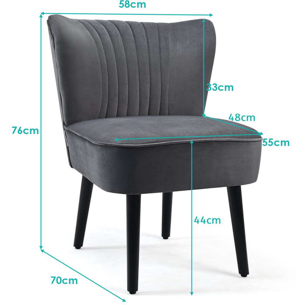 Costway Grey Velvet Accent Chair Set of 2 Image 9