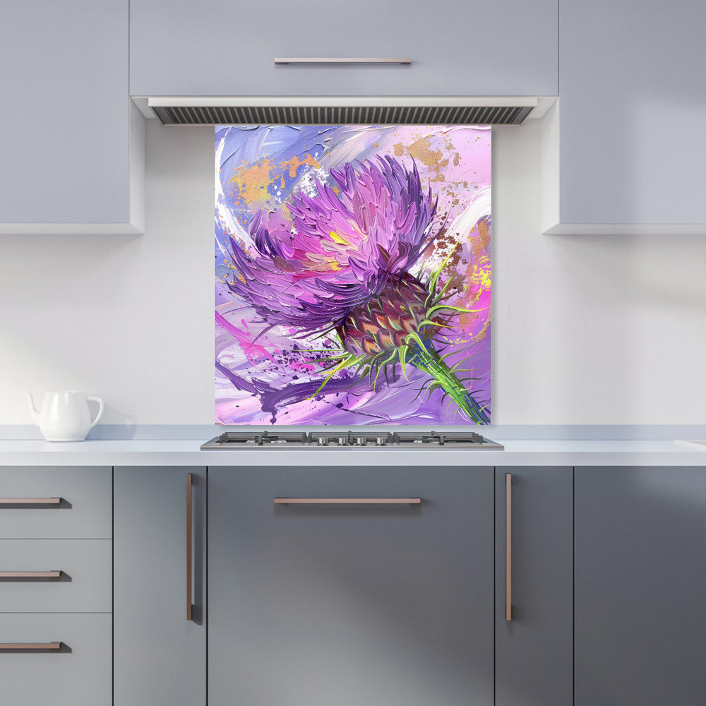 Warren Reed Designer Abstract Thistle Explosion Glass Kitchen Splashback 65 x 60cm Image 1