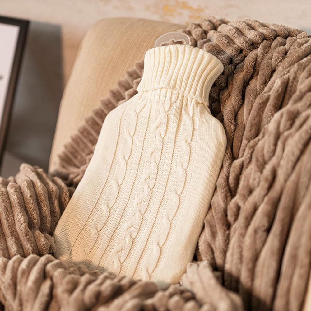 Marco Paul Cream Soft Touch Cover Bed Warmer Hot Water Bottle 2L Image 2