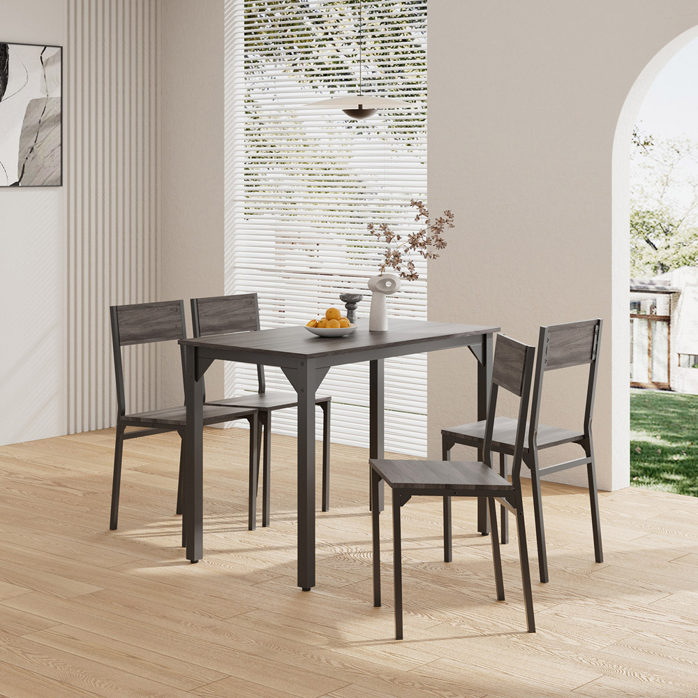 Living and Home 4 Seater Dining Set Black and Grey Image 8