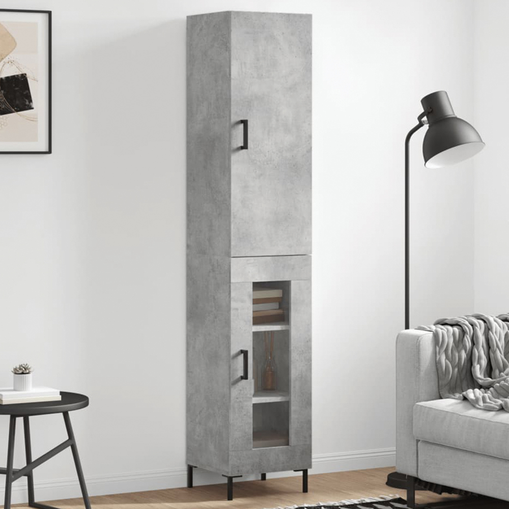 vidaXL 4 Door Grey Highboard Image 1
