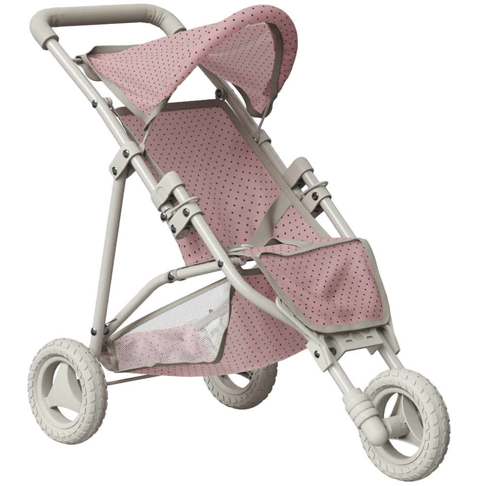 Teamson Kids Olivia's Little World Pink and Grey Polka Dots Princess Baby Doll Jogging Stroller Image 1