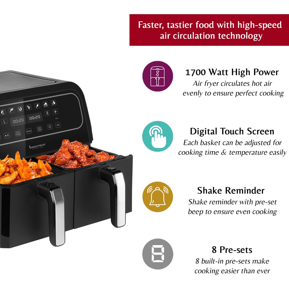 Innoteck DS-5207 8L Black Dual Air Fryer Image 4