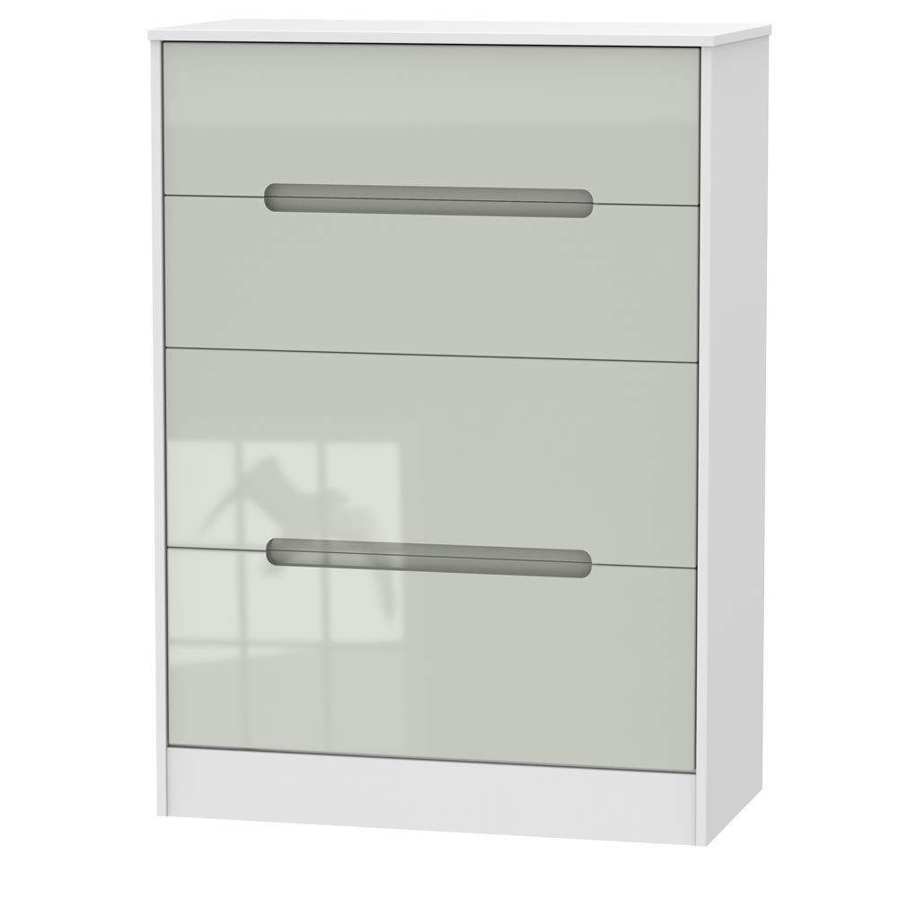 Malaga 4 Drawer Grey and White Gloss Deep Chest of Drawers Image 1