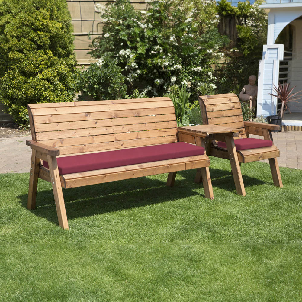 Charles Taylor 4 Seater Straight Companion Seat with Red Cushions Image 2