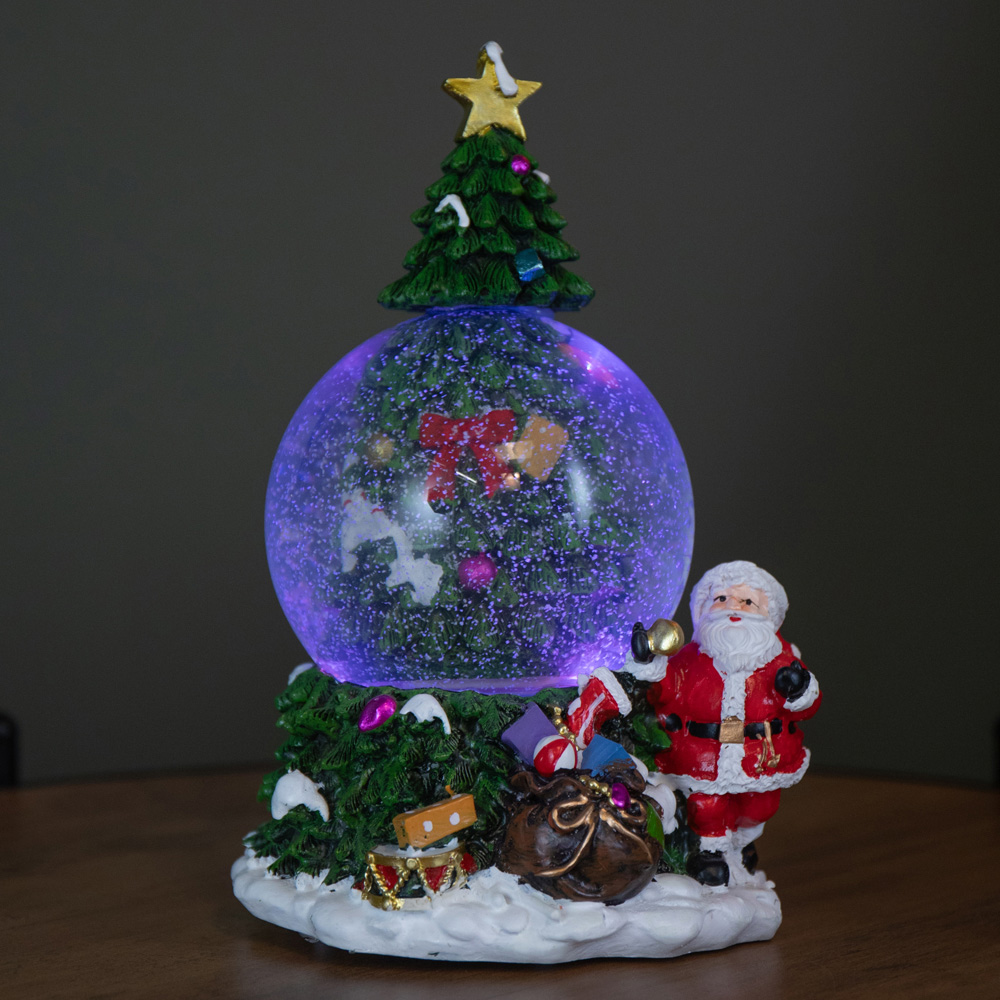 Samuel Alexander Light Up Musical Tree and Santa Spin Snow Globe Christmas Decoration 10cm Image 8