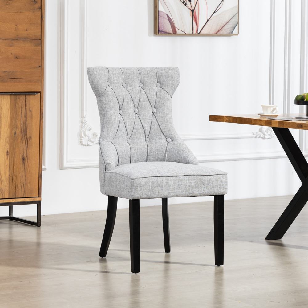 Artemis Home Lurano Set of 2 Light Grey Fabric Dining Chair Image 6