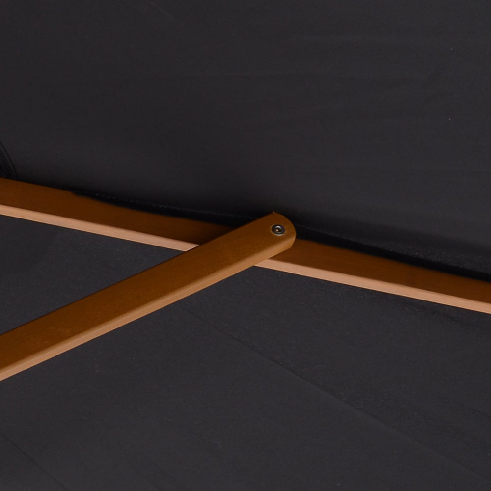 Outsunny Black Wooden Umbrella Parasol 2.5m Image 3
