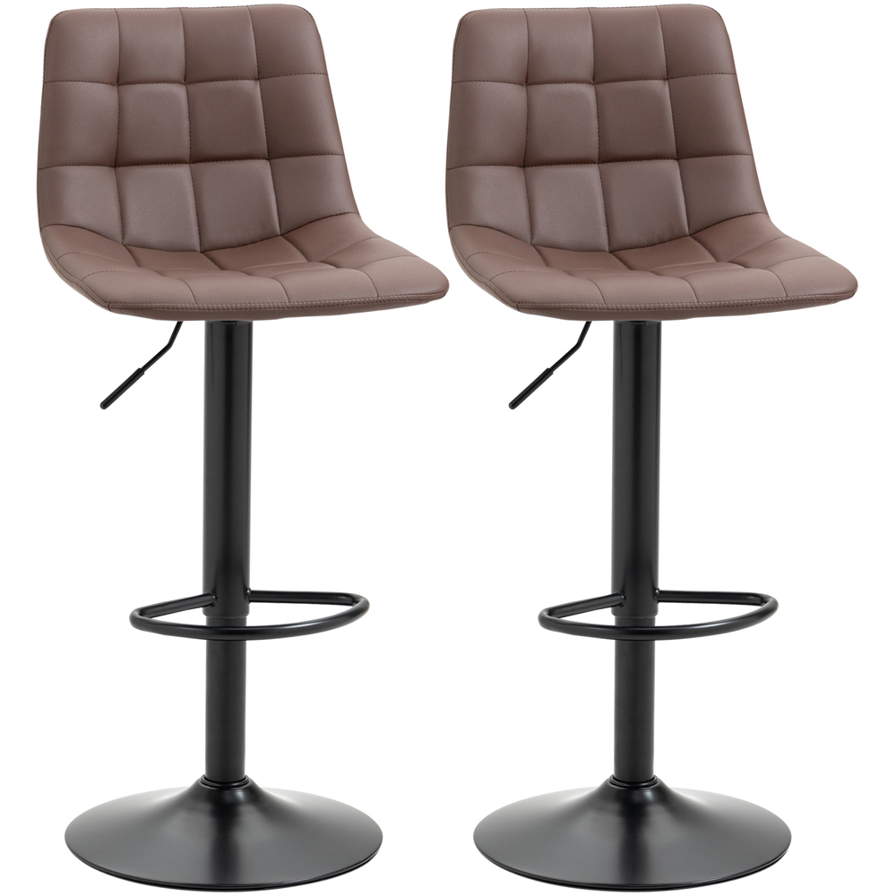 Portland Brown Quilted Pattern Adjustable Bar Stool Set of 2 Image 2