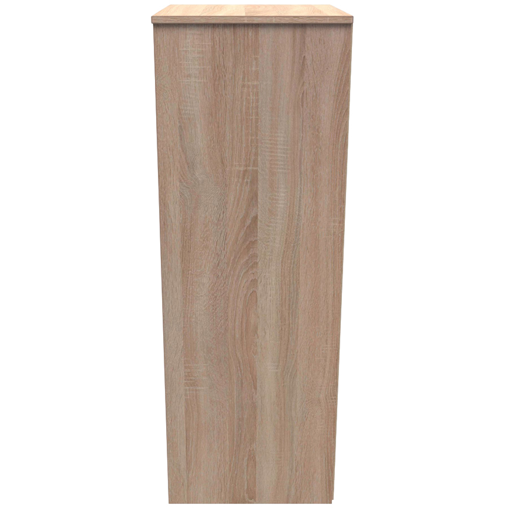 Crowndale Monaco 5 Drawer White Gloss and Bardolino Oak Tall Bedside Cabinet Ready Assembled Image 4