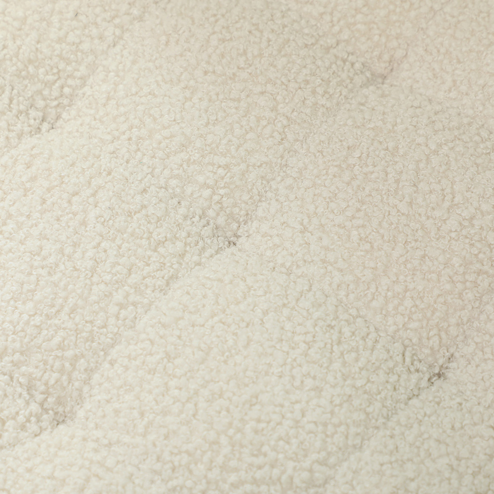 Portland Cream and White Round Teddy Fleece Ottoman Footstool Image 3