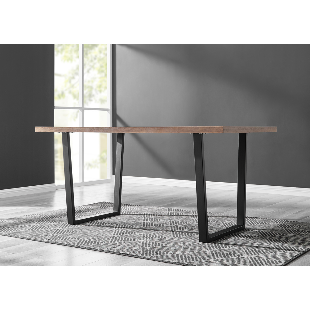 Furniturebox Solo Cesano 6 Seater Dining Set Brown Navy Blue and Black Image 3