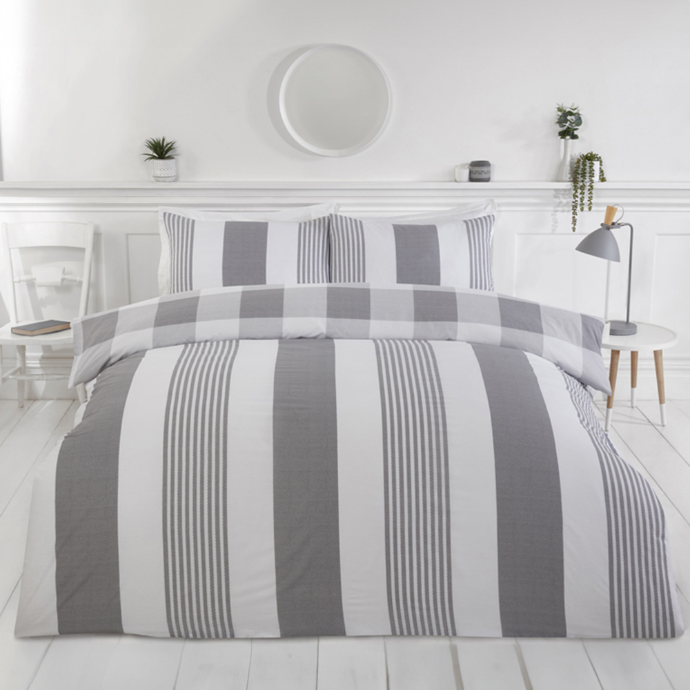 Rapport Home PH Chambray Single Grey Stripe Duvet Set Image 1