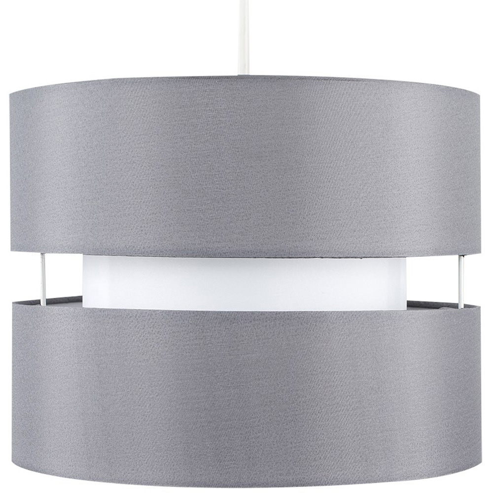 ValueLights Easy Fit Sophia Grey with White Inner Small Pendant Shade Image 1