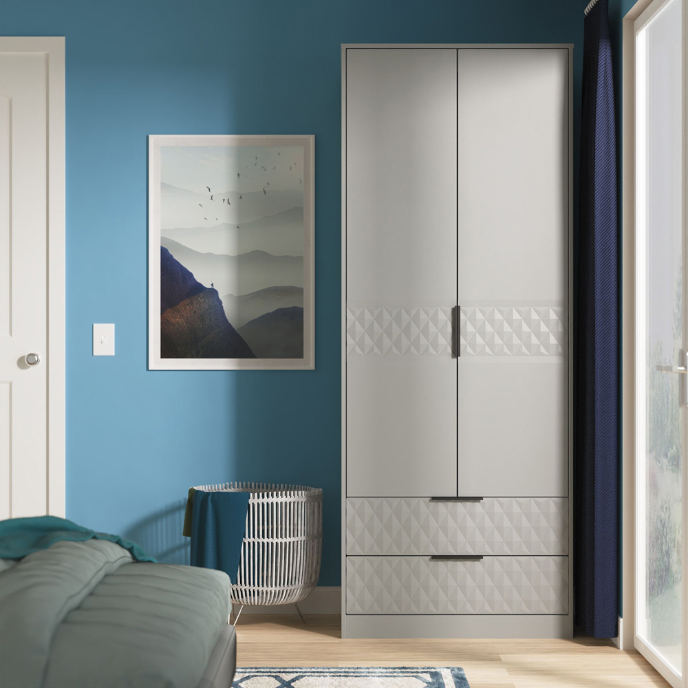Crowndale Harlequin 2 Door 2 Drawer Dusk Grey Tall Wardrobe Ready Assembled Image 8