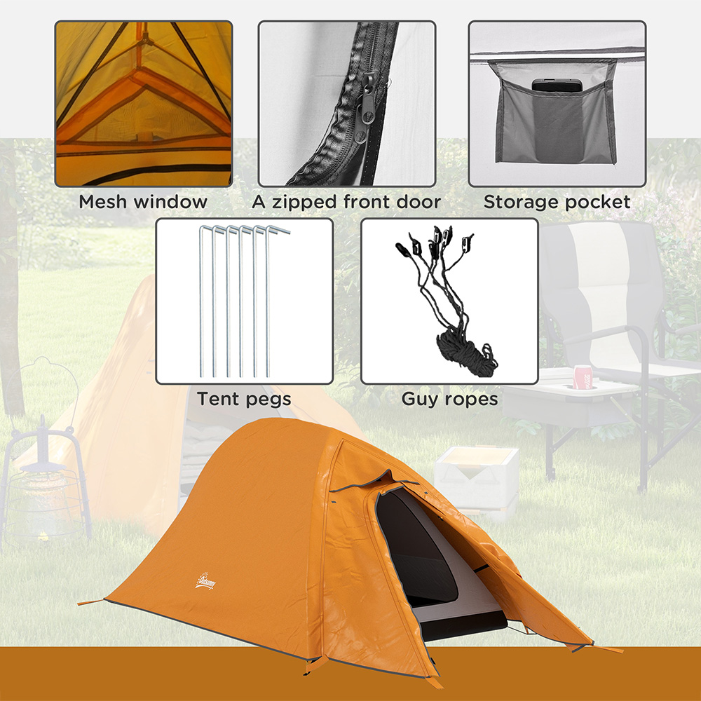 Outsunny 1-2 Person Camping Tent Orange Image 6