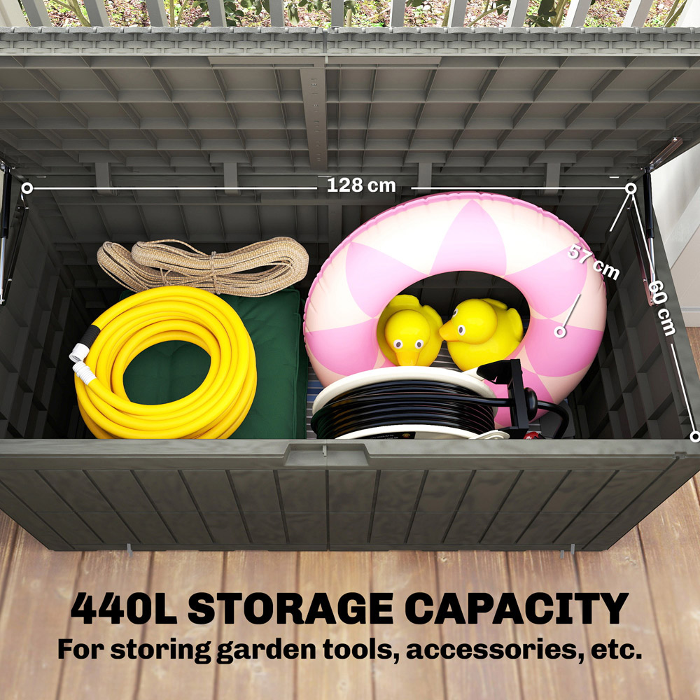 Outsunny 440L Brown Waterproof Garden Storage Box with Lockable Lid Image 5